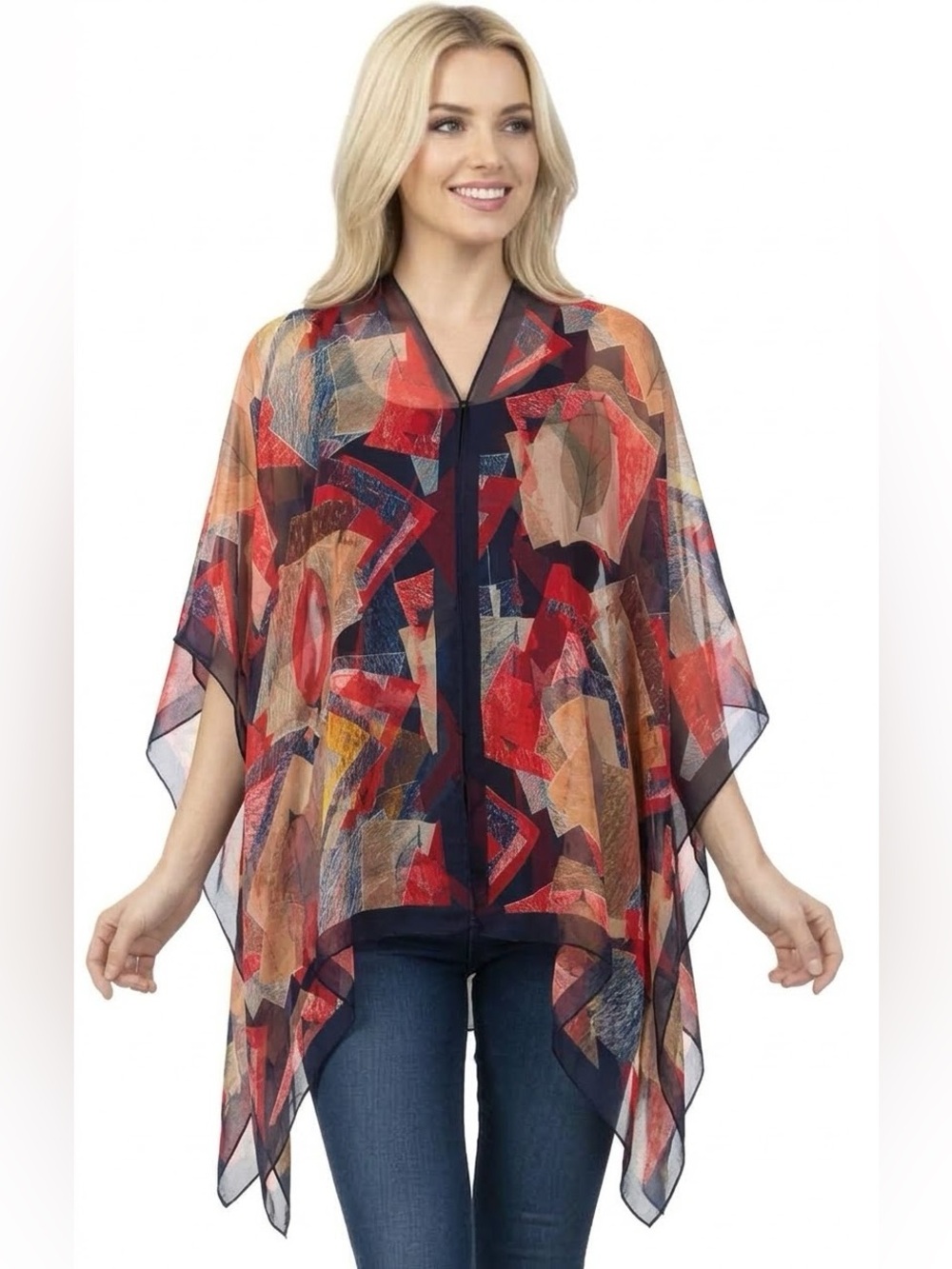 Magic Scarf Sheer Silky 7-Way Print Wrap Poncho NWT